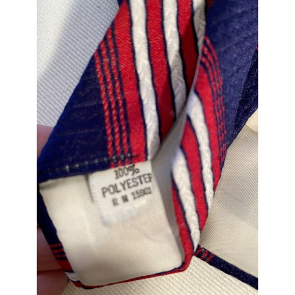 Vtg 60s 70s Mens Tie Wide Thick Polyester Necktie Disco Ugly Mod Red White Blue - Picture 4 of 11